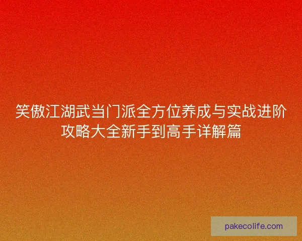 笑傲江湖武当门派全方位养成与实战进阶攻略大全新手到高手详解篇